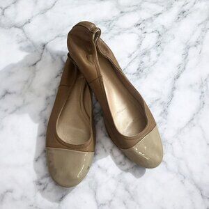 LANVIN Beige Leather Captoe Ballet Flats Size 10 / 40